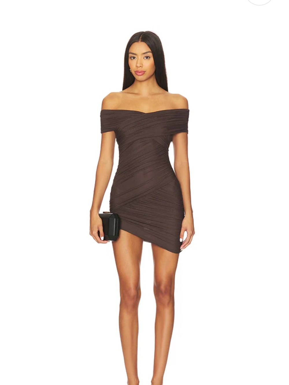 Seroya Deniz Mesh Mini Dress in Ash Brown